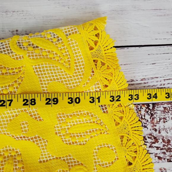 Alexis Yellow Silk Lace Mini Dress XS Off Shoulder Floral Fairy Coquette Kawaii - Picture 13 of 16